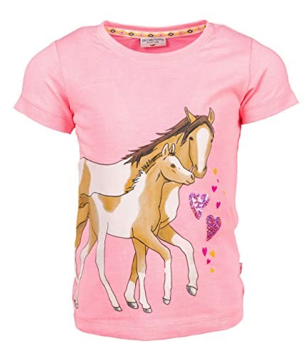 Girls T-Shirt Horses in 841 neon pink